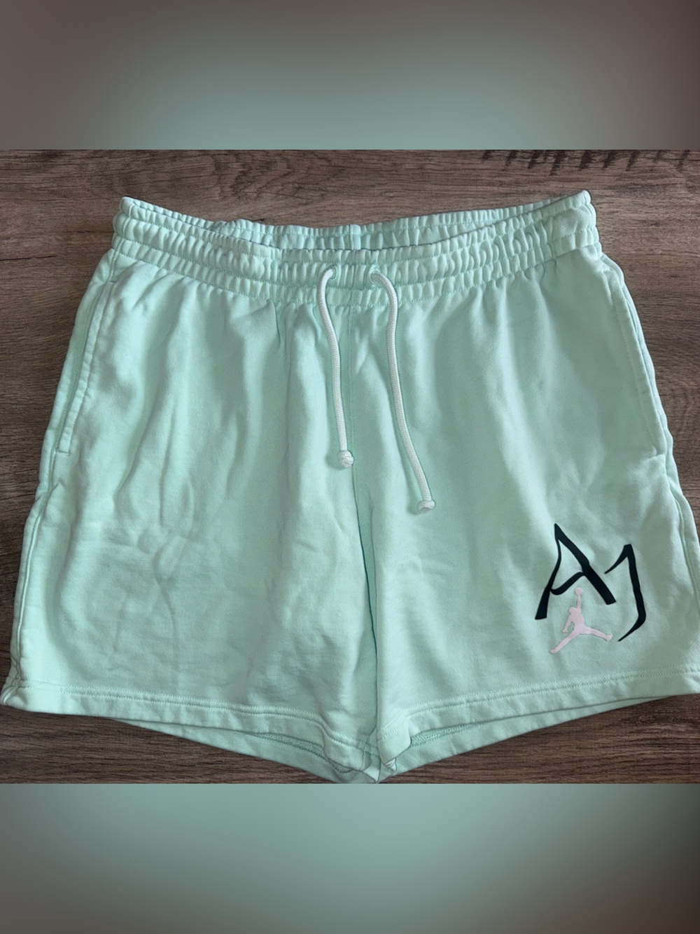 Mint Green MENS Athletic Shorts with Logo Accent